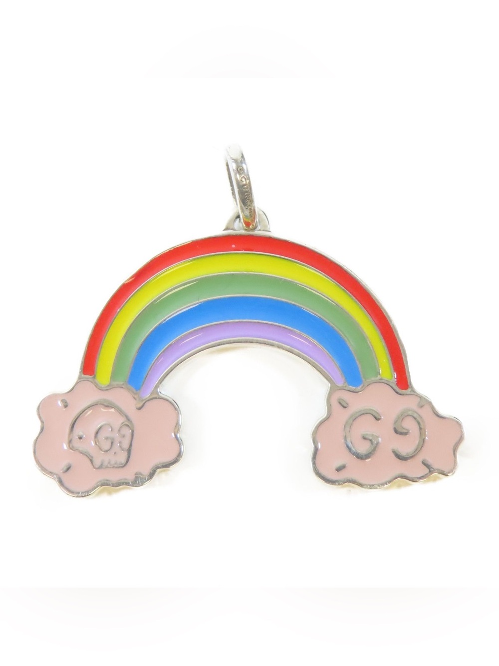 🌈 Gucci 925 Sterling Silver Ghost Rainbow Necklace Pendant Charm